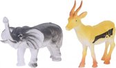 dierenset 2-delig olifant en springbok 8 cm