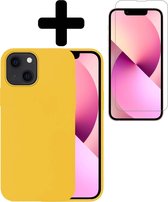 Hoesje Geschikt voor iPhone 13 Hoesje Siliconen Case Met Screenprotector - Hoes Geschikt voor iPhone 13 Hoes Siliconen - Geel