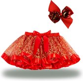 Kerstrok meisje rood - tule meisjes rok - Kerst kleuren meisjes rok - Rood Goud - maat 86-92 - meisjes rok 12 - 24 maanden