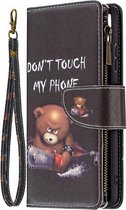 Telefoonhoesje geschikt voor Samsung Galaxy A22 5G - Portemonnee met rits - book-case hoesje - ruimte voor 9 pasjes - cool beertje