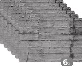 Placemat - Placemats kunststof - Betonnen structuur met beschadigingen - zwart wit - 45x30 cm - 6 stuks - Hittebestendig - Anti-Slip - Onderlegger - Afneembaar