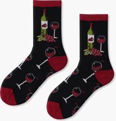 Winkrs - Wijn sokken dames - Grappige sokken met wijnglazen, druiven en flessen - Maat 35-39
