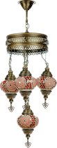 Hanglamp oosterse mozaïek - 4 bollen - rood