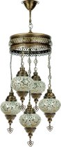 Hanglamp oosterse mozaïek - 5 bollen - wit