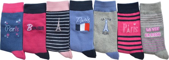 Meisjes 7-Pack - PARIS - maat 35-38 - 7 paar meisjes sokken InterSocks