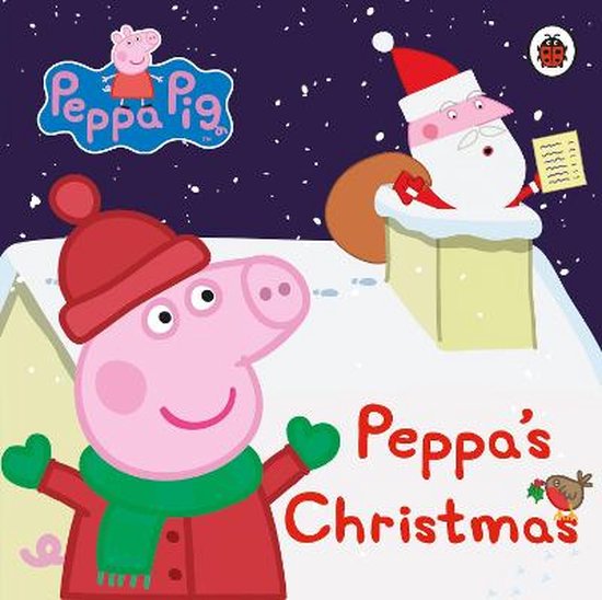 Peppa Pig op het dak met Kerstman, Peppa's Kerstmis, sneeuw.