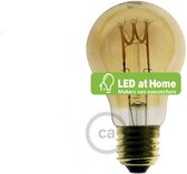 LEDatHOME - LED Gouden Gloeilamp - Drop A60 Gebogen Spiraalvormige Gloeidraad - 3W E27 Dimbaar 2000K