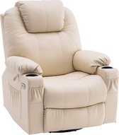 Elektrische Massagestoel - Massagestoel - Kantelbaar - 240 Graden Draaibaar - Verwarmbaar - Relax stoel - Chill stoel - Creme - Tv stoel - Warmtefunctie - Lig en trilfunctie - ‎100 x 84 x 109 cm