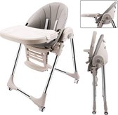 Kinderstoel - Krukken - 6 maanden tot 6 jaar - Verstelbaar - Opvouwbaar - Kussen van PU-leer - Veiligheid Eetkamerstoelen voor kinderen - Lichtgrijs