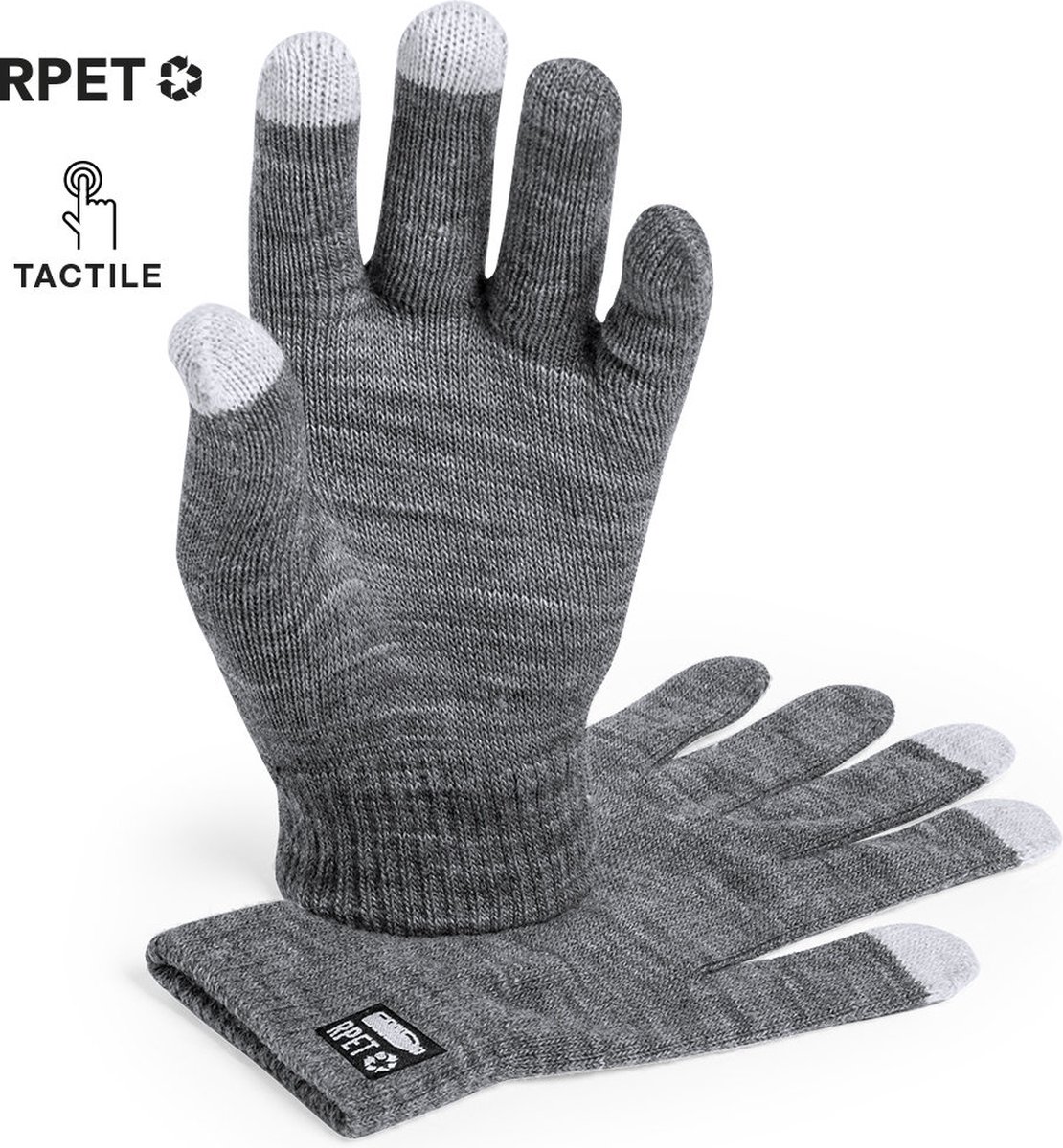 Touchscreen handschoenen RPET/polyester grijs
