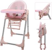 Kinderstoel - Krukken - 6 maanden tot 6 jaar - Verstelbaar - Opvouwbaar - Kussen van PU-leer - Veiligheid Eetkamerstoelen voor kinderen - Pink