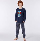 Woody pyjama jongens - koe - donkerblauw - 212-2-QRL-Z/885 - maat 164