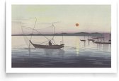 Walljar - Ohara Koson - Boat Sunset - Muurdecoratie - Poster