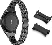 Smartwatch bandje - Geschikt voor Samsung Galaxy Watch 5 (incl. Pro) en Galaxy Watch 4 - Horlogebandje - RVS metaal - Fungus - Diamant - Zwart