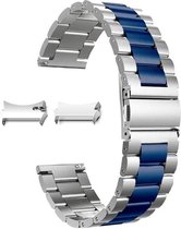 Smartwatch bandje - Geschikt voor Samsung Galaxy Watch 4 Classic - Horlogebandje - RVS metaal - Fungus - Schakel - Zilver blauw