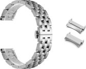 Smartwatch bandje - Geschikt voor Samsung Galaxy Watch 5 (incl. Pro) en Galaxy Watch 4 - Horlogebandje - RVS metaal - Fungus - Blok Schakel - Zilver