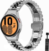 Fungus - Smartwatch bandje - Geschikt voor Samsung Galaxy Watch 6 (Classic), Watch 5 (Pro), Watch 4 - Horloge - Metaal - Vijf - Zilver zwart