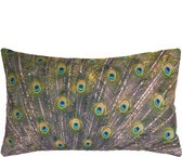 Kussenhoes Joly Peacock Long | Pauw | Veren | Rechthoekig | 30 x 50 cm | Exclusief binnenkussen