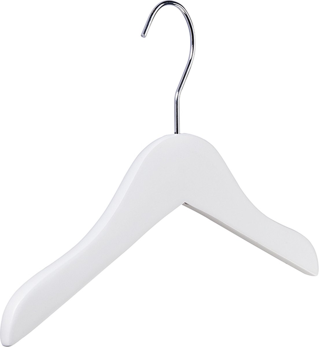 [Set van 10] Prachtige witte houten baby hangers / kinder kledinghangers met een draaibare verchroomde haak
