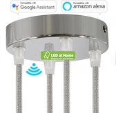 LEDatHOME - Slimme cilindrische metalen 4 gats plafondkap - Compatibel met spraakassistenten - Werkt dus op normale LED lampen - Bespaar veel geld op SMART lampen deze zijn niet no