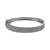 Silventi 9SIL-21566 Zilveren Armband - Dames - Bangle - Zirkonia - 8,7 mm Breed - 61 x 54 mm - Rhodium - Veilegheidsachtjes - Zilver