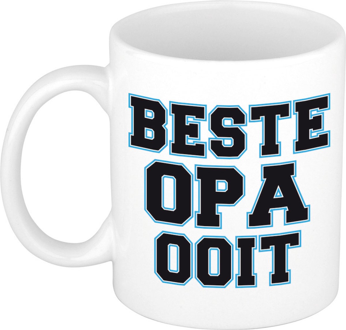 Beste opa ooit mok / beker wit met blauw - 300 ml - verjaardag / bedankt cadeau opa