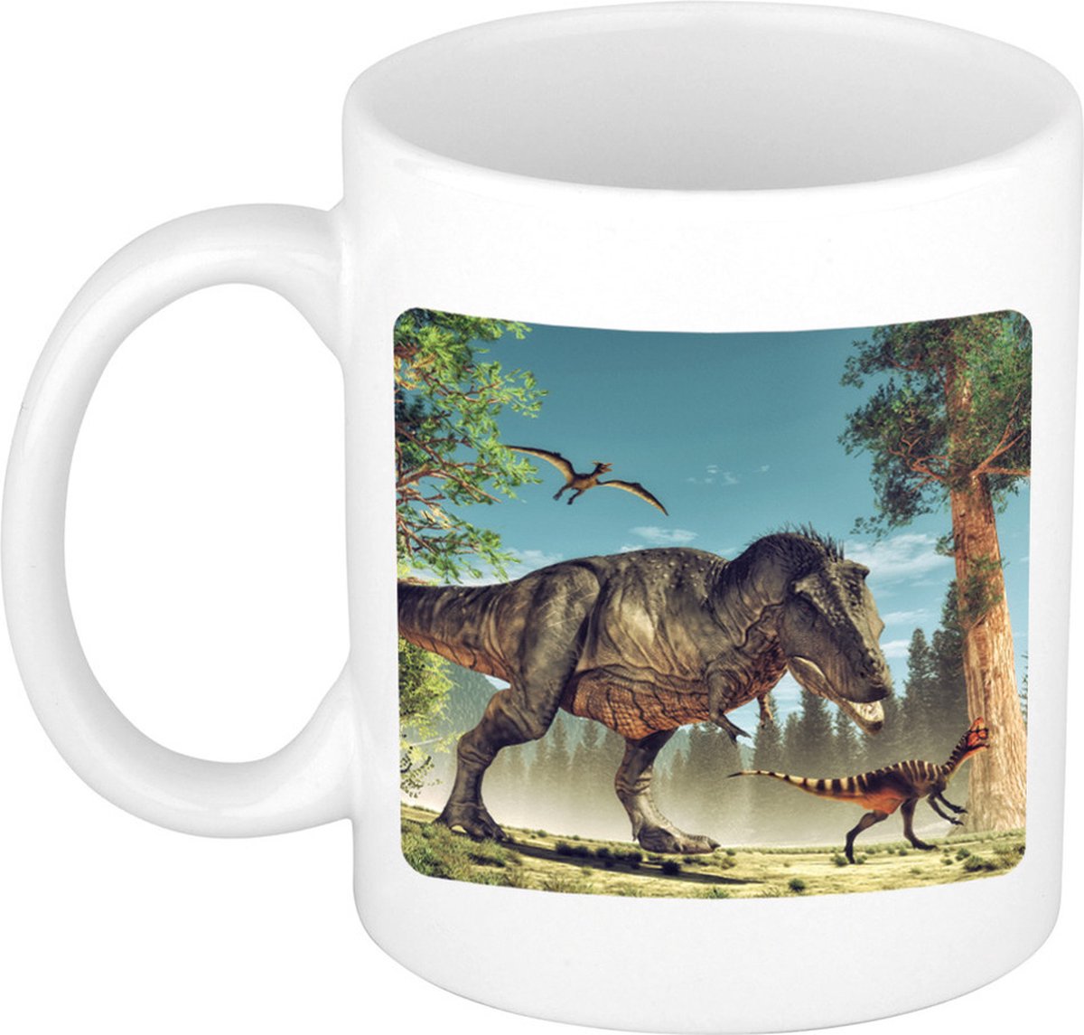 Dieren dinosaurus t-rex foto mok 300 ml - cadeau beker / mok dinosaurussen liefhebber