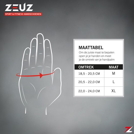 ZEUZ Sport & Fitness Handschoenen Heren & Dames - Gloves voor Krachttraining & CrossFit – Volledige Bescherming Vingers - Grijs & Zwart - Maat M - ZEUZ