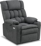 Bobby's Luxe Elektrische Relax stoel - Ligpositie 165 Graden - Voetensteun - Chill stoel - USB Aansluiting - Grijs - Stof - Retro - Tv stoel - Sta Op Functie - 3 Motoren -‎ 100 x 86 x 112 cm