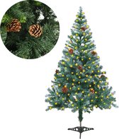 Arbre de Noël artificiel - 150 cm de haut - Avec éclairage LED et pommes de pin - 380 points de branchement - Avec support