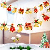 Goude Slinger Kerst – Klokjes – Kerstboom - Cadeau - Vlag - Banner - Slinger - Guirlande | Kerstfeest - Kerst - Decoratie – Kerstversiering - Christmas | Karton – Groen – Goud – Rood