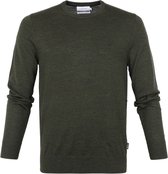 Calvin Klein - Pullover Wol Donkergroen - XL - Modern-fit