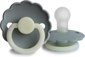 Frigg fopspeen - maat 1 0-6 maanden - 1 stuk - daisy glow in the dark - french gray