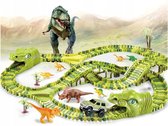 Circuit automobile Ariko avec dinosaures - Jungle de piste de course - Livré avec Jeep et Dinosaurus - Facile à assembler - Fun sans fin - Comprend une batterie