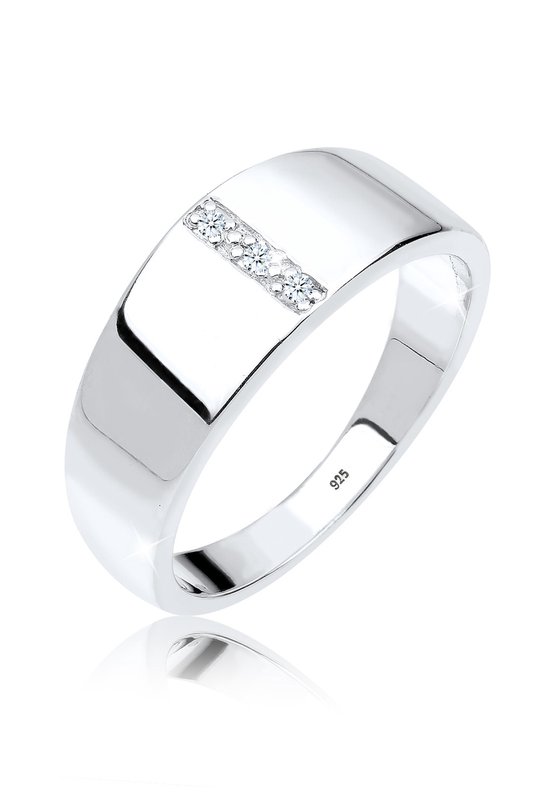 Elli Dames Ringen Dames Basis Band Ring Diamant (0.015 ct.) in 925 Sterling Zilver