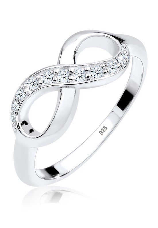 Elli PREMIUM Dames Ring Dames Oneindigheidssymbool met Diamant (0.125 ct.) Liefde in 925 Sterling Zilver