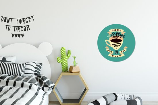 Autocollant papier peint cercle mural turquoise illustration café Vintage - ⌀ 30 cm - peinture ronde - cercle de papier peint - cercle mural - cercle vivant - autocollant et découpe ronde