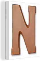 La lettre N en chocolat sur toile 2cm 30x40 cm - petit - Tirage photo sur toile (Décoration murale salon / chambre)