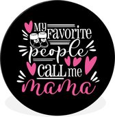 Citation de la fête des mères La vie de Mom est la meilleure vie avec un fond noir Cercle mural aluminium - ⌀ 30 cm - peinture ronde - impression photo sur aluminium / dibond / cercle mural / cercle vivant / cercle de jardin (décoration murale)