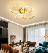 4 Ring Plafondlamp Goud - Met Afstandsbediening - Smart lamp - Dimbaar Met App - Woonkamerlamp - Moderne lamp - Plafoniere