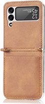 Samsung Z Flip 3 5G Hoesje met Pashouder - Cognac