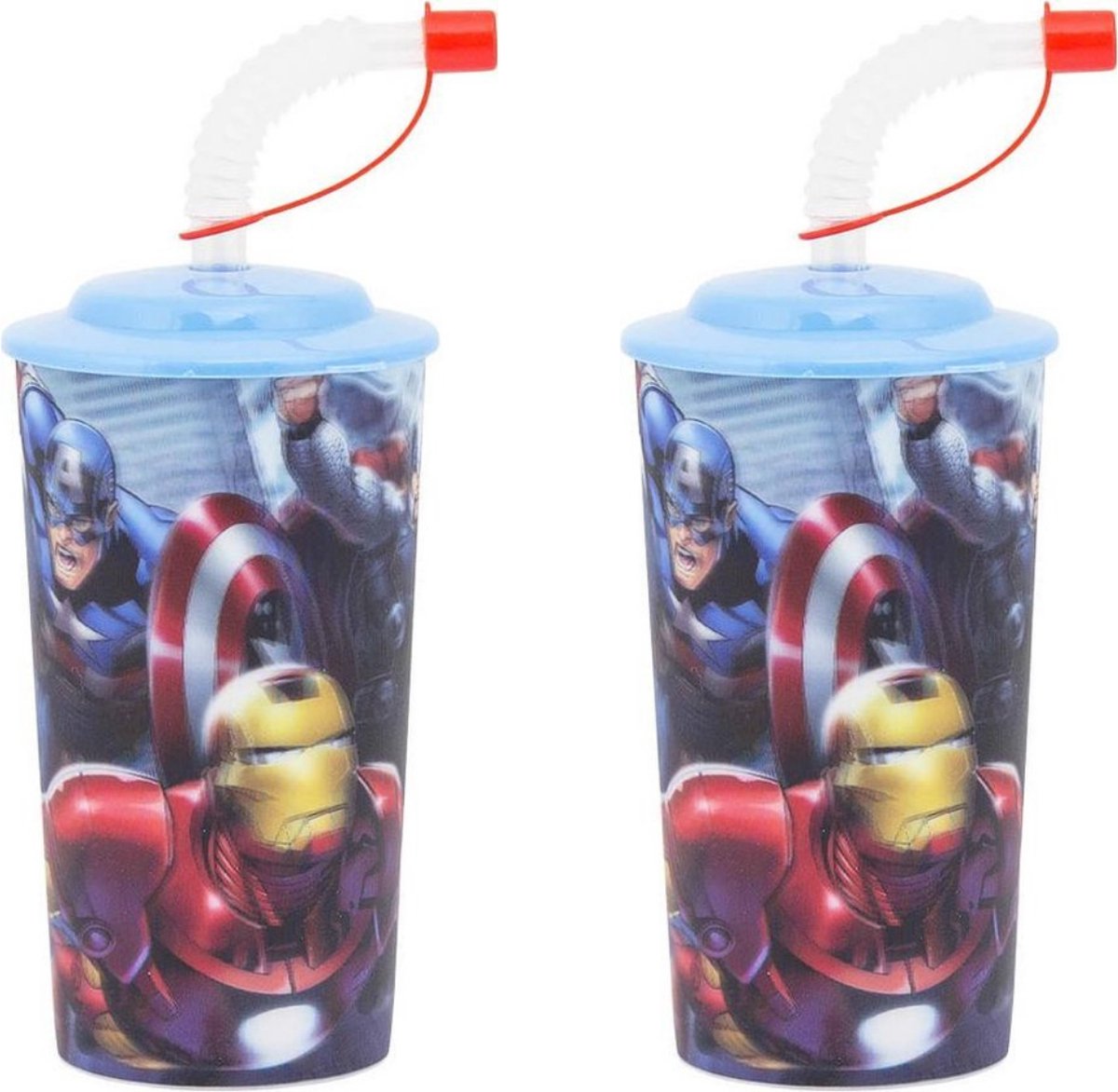 Avengers plastic 3D fles/beker - Set 2 stuks