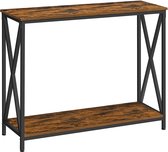 Sierra Console Tafel met Vintage Look - Hoge Bijzettafel 100 x 80 cm Hoog - Zwart en Vintage Bruin