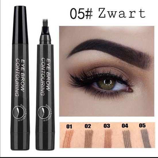 Eyebrow Pencil - Microblading - Long Lasting Wenkbrauwpotlood - 4 Tip -  Natuurlijk Zwart | bol.com