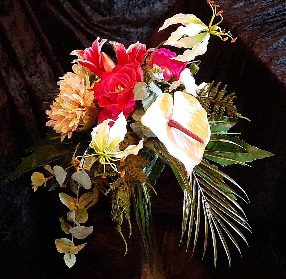 Zijden bloemen, Kunstbloemen, Nepbloemen, Zijdenboeket, Zijden boeket - Luxe Zijden Bloemen - gebonden boeket roze/wit 55rond