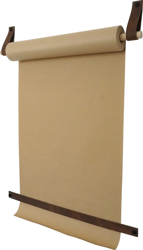 Rouleau de dessin - aux boucles d'apprentissage | BRUN FONCÉ (Rouleau de papier : marron) MAINTENANT AVEC : bande détachable renforcée ! (tableaux muraux - tableaux de texte - planche à dessin)