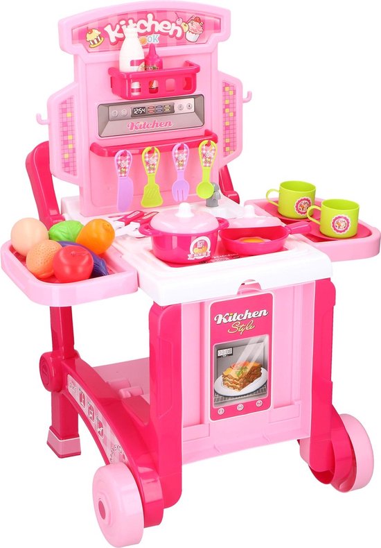 Ecoiffer - Speelgoedkeuken Mini - Inclusief Accessoires - Groen En Rood 42 X 275 X 60 Cm
