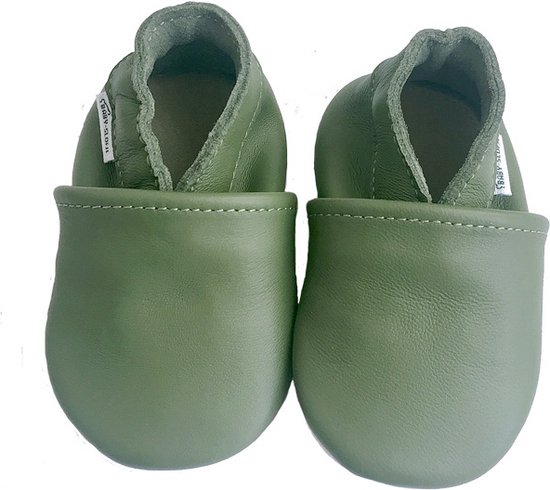 Chaussons bébé en cuir vert foncé de Bébé- Chausson taille 21-22 | bol.com