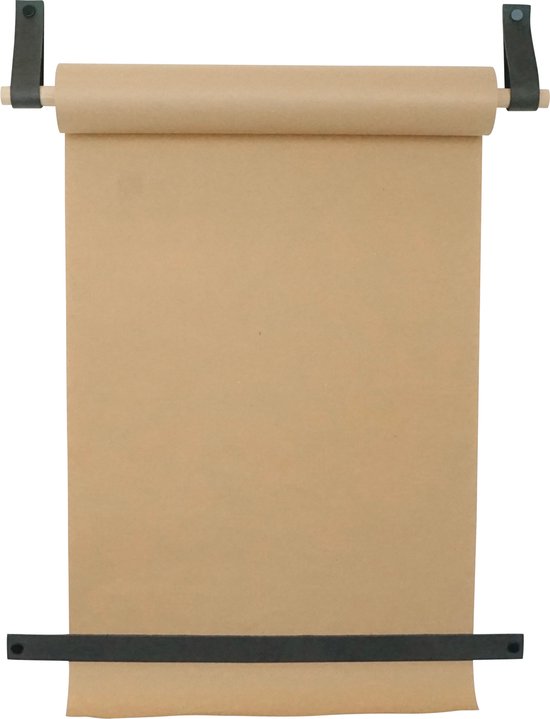 Rouleau de dessin - aux boucles d'apprentissage | VINTAGE BLACK (Rouleau de papier : marron) MAINTENANT AVEC : bande détachable renforcée ! (tableaux muraux - tableaux de texte - planche à dessin)