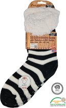 Antonio Huissokken - Huissokken Black and White Strepen - Zwart Wit - Dames - Antislip ABS - One Size (35-42) - Hüttensocken - Warme Sokken - Warme Huissok